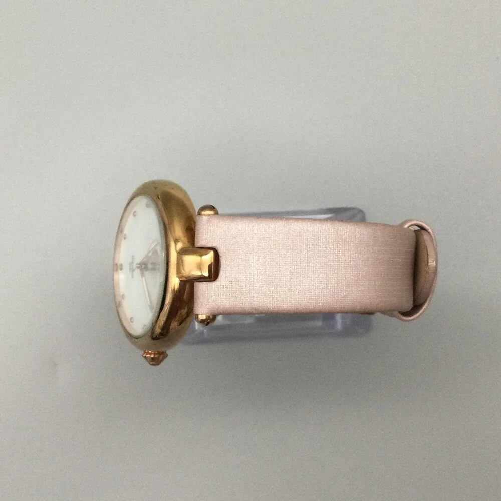 Burgi Womens Watch 35mm MOP Diamond Dial Rose Gold Tone Pink Leather New Battery